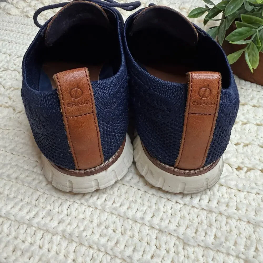 COLE HAAN 2.ZEROGRAND C24947 Stitchlite Oxford Blue Knit Leather Accents Size 10